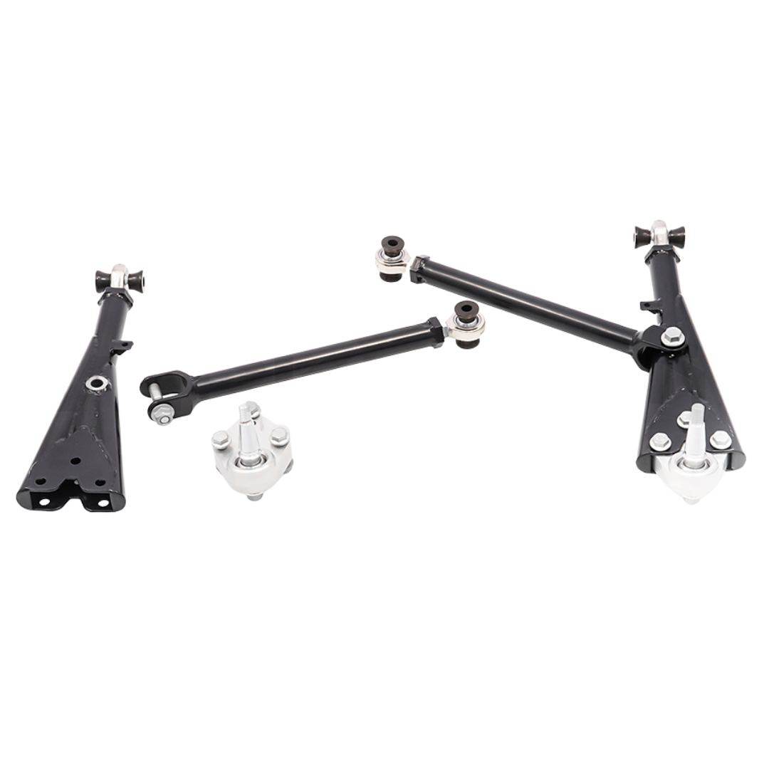 Adjustable tubular wishbones with modified kinematics (front) for MQB platform