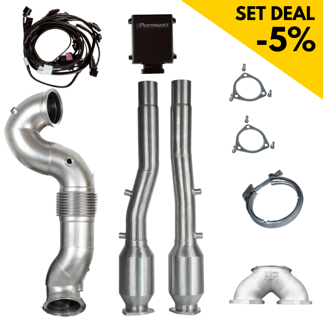 4" 101,6mm RACE Downpipe 100/400 Zeller Kats + OPF-Simulator für Audi RS3 8Y - DNW