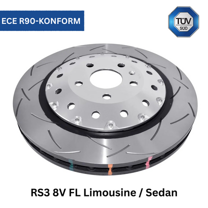 DBA Upgrade Bremse 5000 Series - T3 Slotted Silver Hat - DBA53004SLVS - RS3 8V Sedan