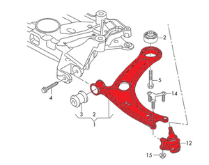 Einstellbare vordere Rohrquerlenker mit modifizierter Kinematik MQB Audi RS3 S3 A3 8V Golf Mk7 Seat Leon 5F