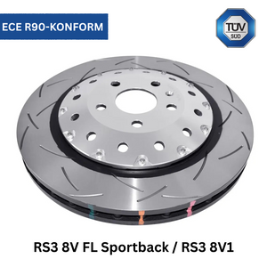 DBA Upgrade Brake 5000 Series - T3 Slotted Silver Hat - DBA52844SLVS - RS3 8V FL Sportback