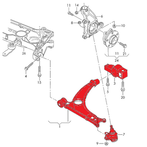 Adjustable tubular racing wishbones (front) for Audi TT/RS 8J & RS3 8P