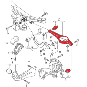 Spring mounting for wishbone and wheel bearing housing (rear) for Audi TTRS & RS3 - MQB platform