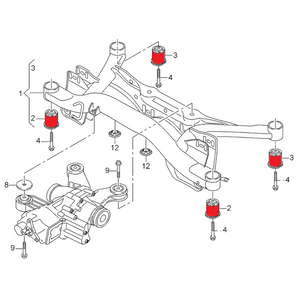 Rear subframe bushes for MQB platform