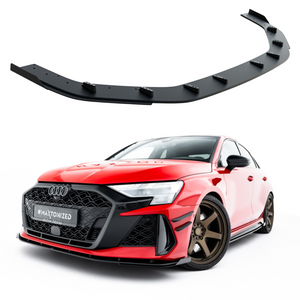 Street Pro Cup spoiler lip front apron + flaps for Audi RS3 8Y Facelift Sedan - Black