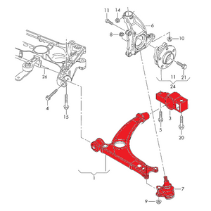 Bras de suspension tubulaires réglables avec cinématique modifiée (avant) pour Audi TTRS 8J & RS3 8P