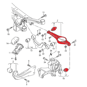 Palier de ressort pour bras de suspension et boîtier de roulement de roue (arrière) pour Audi TT/RS 8J & RS3 8P